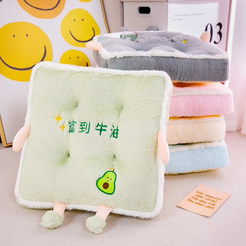 Círculos animados de seda de cabello de conejo espeso asiento cojín de cojín