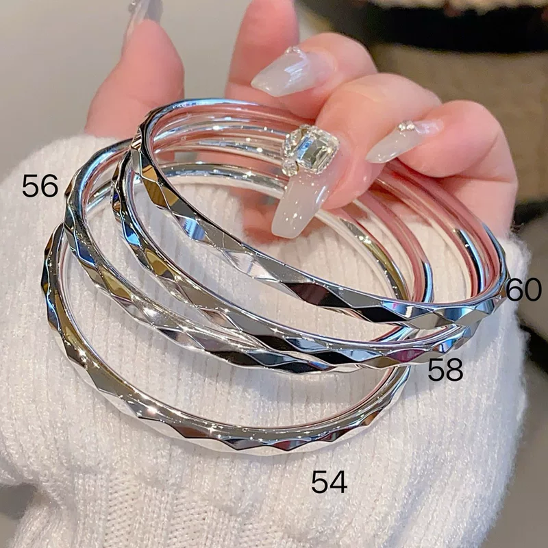 卡菲尔 Glossy universal ethnic silver bracelet, ethnic style