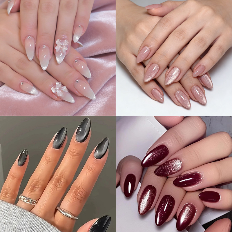 Cross-Border Hot-Selling Nail Art Nails, Simple Fake Nails, Fresh Style, Medium-Length Almond Nails, Solid Color Cat Eye Press-On Nails Wholesale Cross-Border Hot-Selling Nail Art Nails, Simple Fake Nails, Fresh Style, Medium-Length Almond Nails, Solid Color Cat Eye Press-On Nails Wholesale