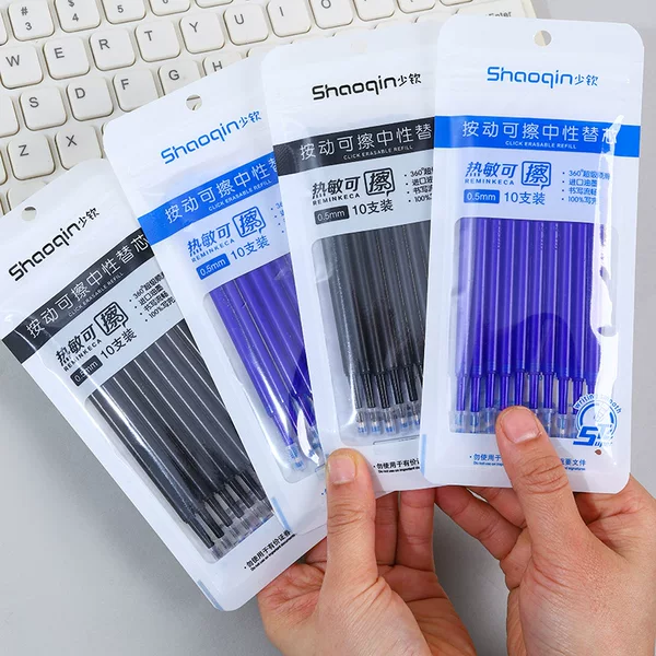 Press style erasable pen refill easy-to-erase gel pen large capacity thermal erasable refill 0.5m crystal blue for students