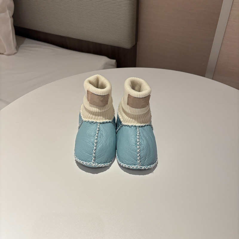 桑坡纯色羊皮毛一体宝宝棉鞋婴幼儿鞋室内步前鞋袜软底男宝女宝|undefined