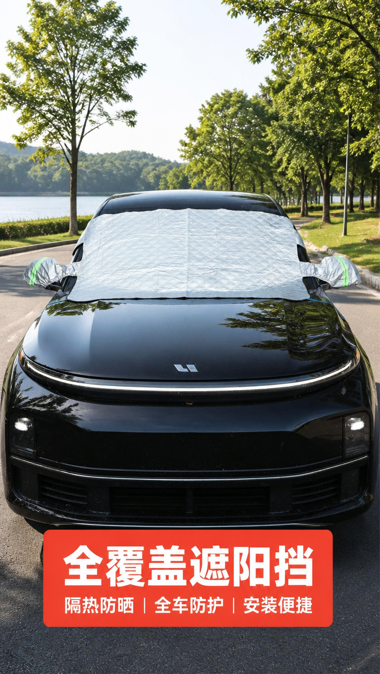 Car sunshade for sun protection and heat insulation, large car cover, thickened front windshield snow cover, frost protection