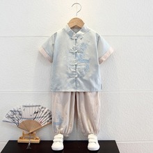 汉服男童中国风夏季短袖薄款中式古装套装儿童唐装演出古风国学服