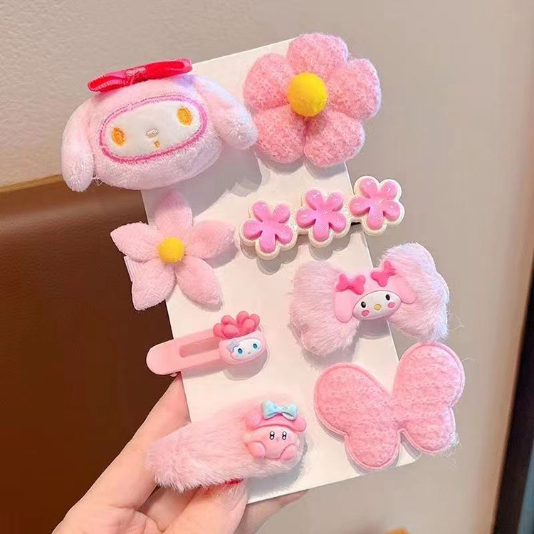 Nuevo Otoño e Invierno de felpa horquilla de dibujos animados niña horquilla lindo fresa oso accesorios para el cabello de los niños traje tocado accesorios para el cabello