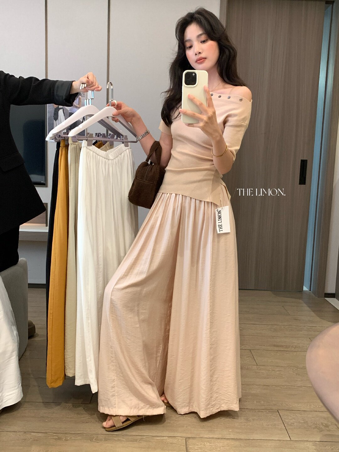 Quần culottes nữ ống rộng cạp cao dáng lười mùa hè 2026 — Thẻ nông, màu đen, màu hồng, màu cam chi tiết 43