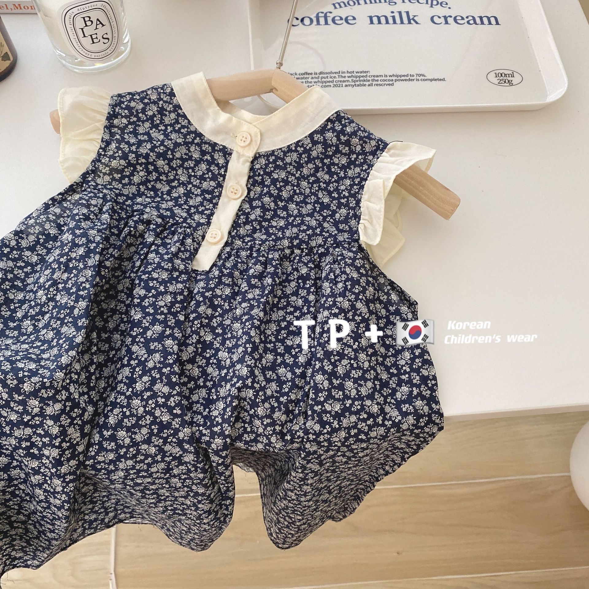 Corea del Sur ropa para niños vestido de niña 2023 vestido de verano niña floral manga voladora vestido de princesa vestido de chaleco de estilo coreano Retro