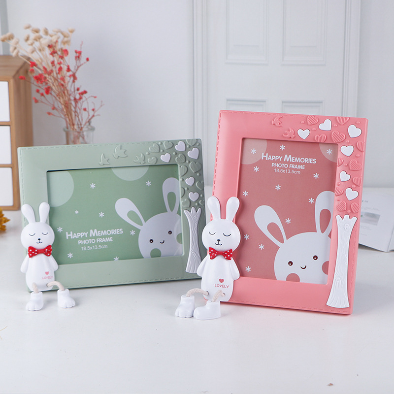 Children's Cartoon Photo Frame Display Stand 7inch Cute and Simple Baby Photo Frames Creative Desktop Ornaments Wall-Mounted Photo Frames