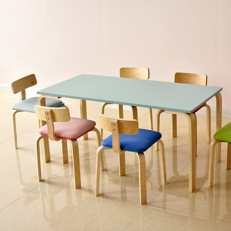 Kindergarten Solid Wood Tables and Chairs Children's Early Education Art Training Class Desks and Chairs Student Tutoring Study Table Painting Table