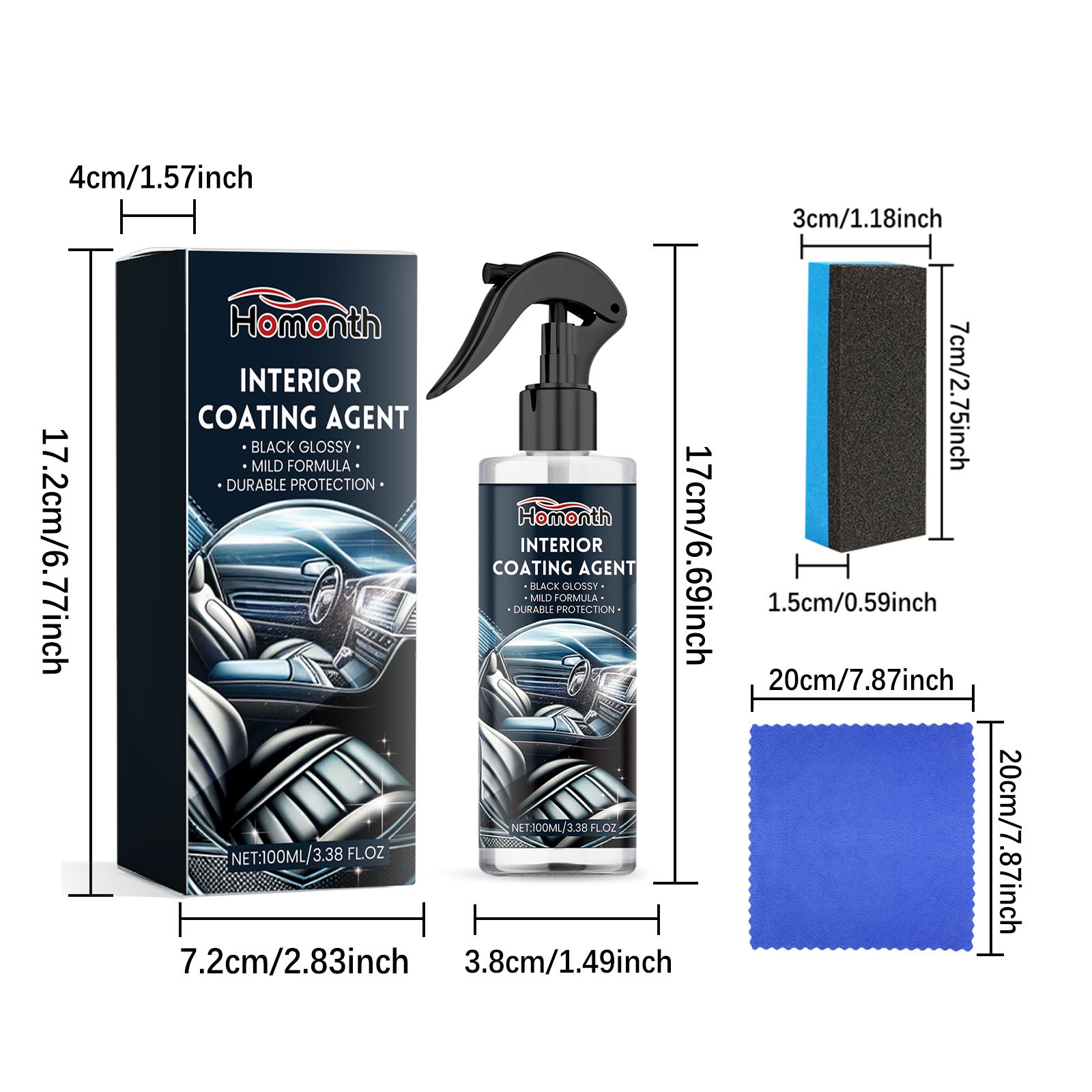 Homonth Car Interior Cleaner Dashboard Seat Leather Multi-Purpose Renovation Cleaning and Maintenance Agent
