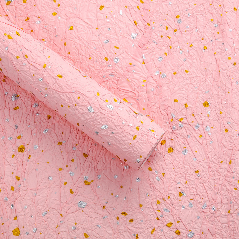 Papel de piedra de papel de papel de oro de plata de textura hecha a mano Papel plegado de textura ramo de flores de papel de embalaje Flores materiales de flor