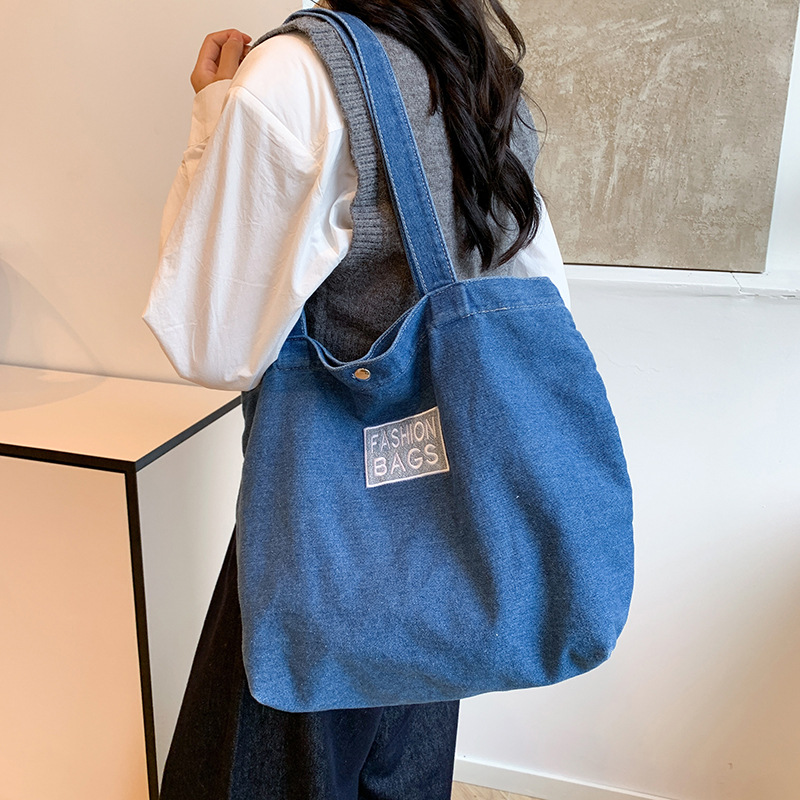 Women's washed denim shoulder bag 2024 new season versatile college high school backpack_voghion.com