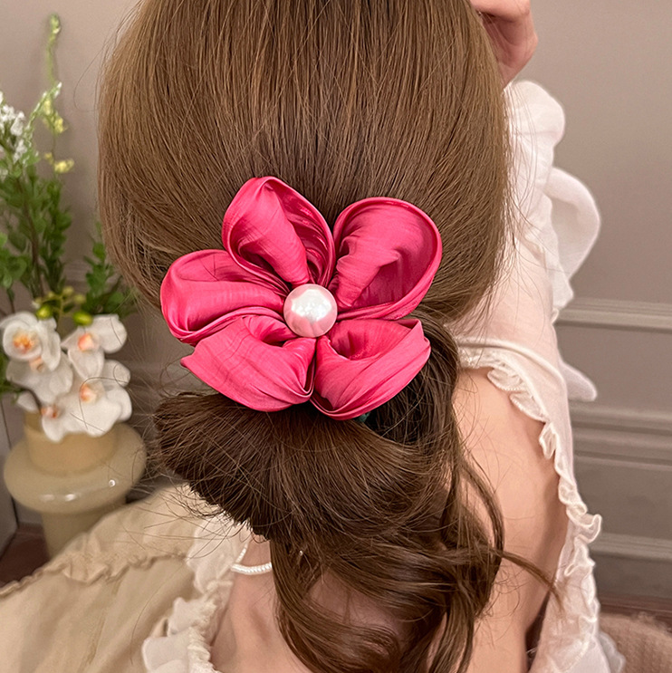 Perlen Rosen Haargummi Blumen Elastisch Für Damen Ins Stil_voghion.com