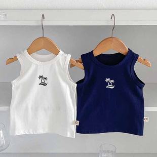 Baby Vest Summer Thin Style Unisex Pure Cotton Sleeveless Top Base Shirt Children's Casual Versatile T-Shirt Trendy