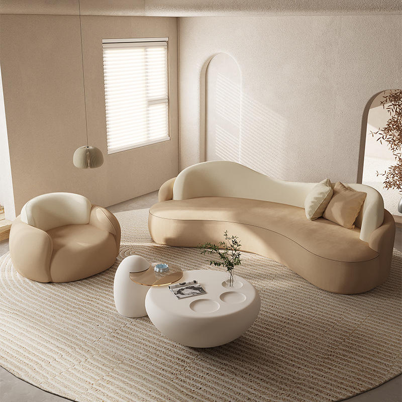 Cream-Style Curved Special-Shaped Sofa Internet Celebrity Beauty Salon Rest Area Reception Designer Office Reception and Negotiation