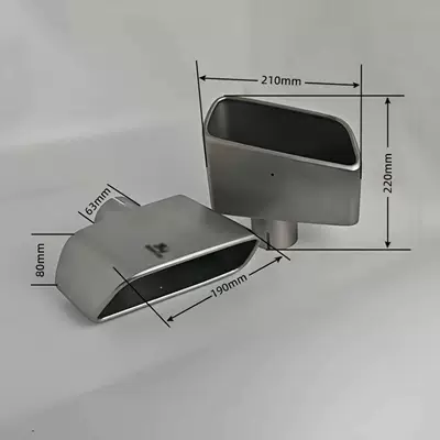 Exhaust pipe pipes, stainless steel welded flat square - 02-50448asquare-sandblasted-logo-single-unit-price