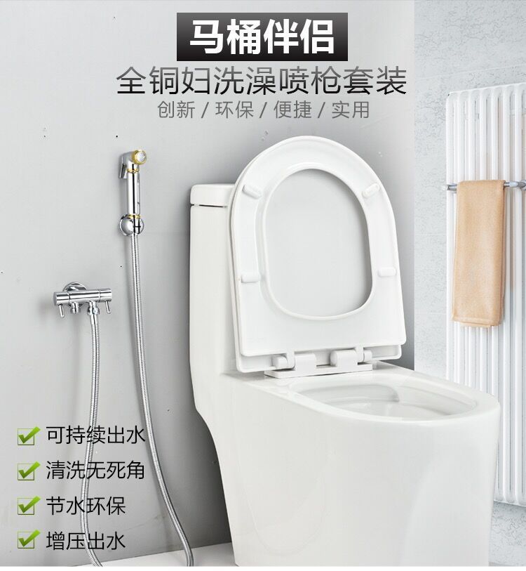 All-copper toilet spray gun, faucet, feminine wash nozzle, bathroom water gun, toilet flushing device, companion, high-pressure pressurization details Picture