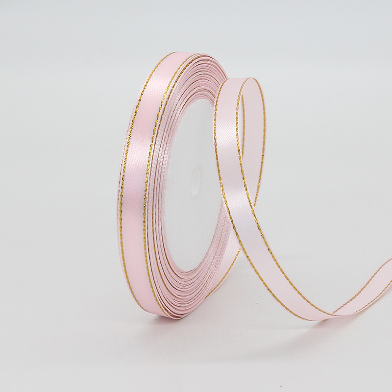 Fábrica al por mayor 1cm borde dorado cinta caja de regalo embalaje cinta headwear accesorios Ropa Accesorios cinta en stock