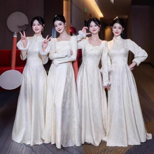 伴娘服秋冬款中式2025新款姐妹团晚礼服裙女宴会气质平时可穿保暖