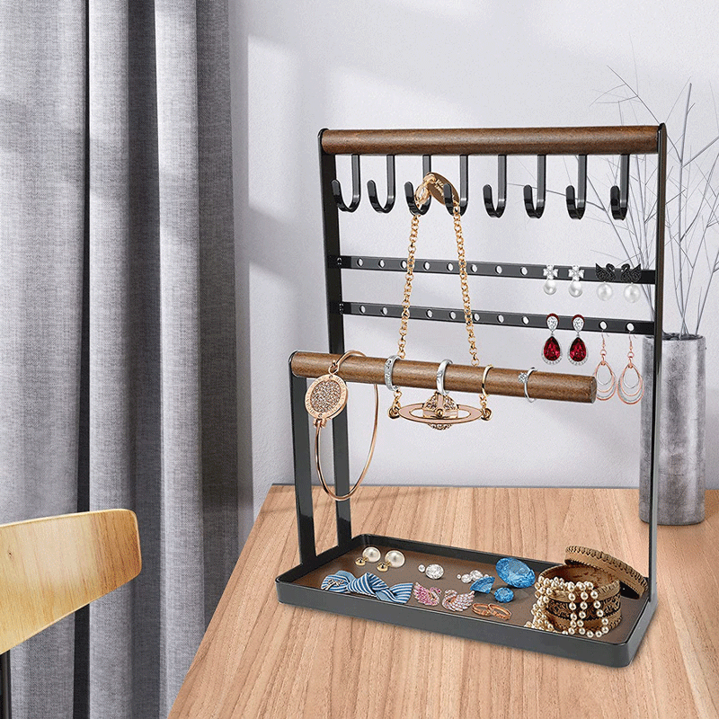 欧式铁艺首饰架桌面多层珠宝分类展示架耳环项链手镯饰品收纳挂架