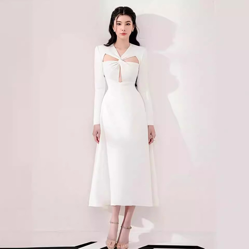 In stock designer temperament sexy cross dress dress 30237