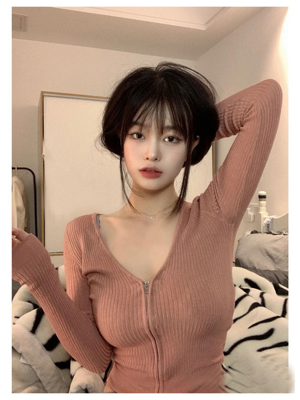 Base Shirt Women's Spring and Autumn Interior Woven Sweater 2023 New Slim-fit Knitted Cardigan Top Trendy