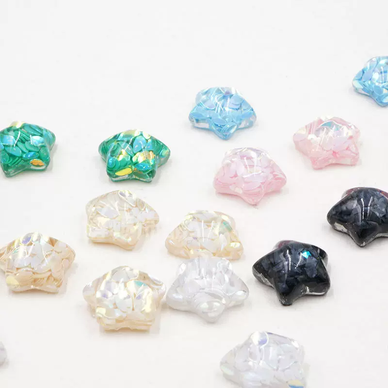 透明亮片五角星树脂贴片diy手工头饰发夹手机壳饰品服饰配件材料