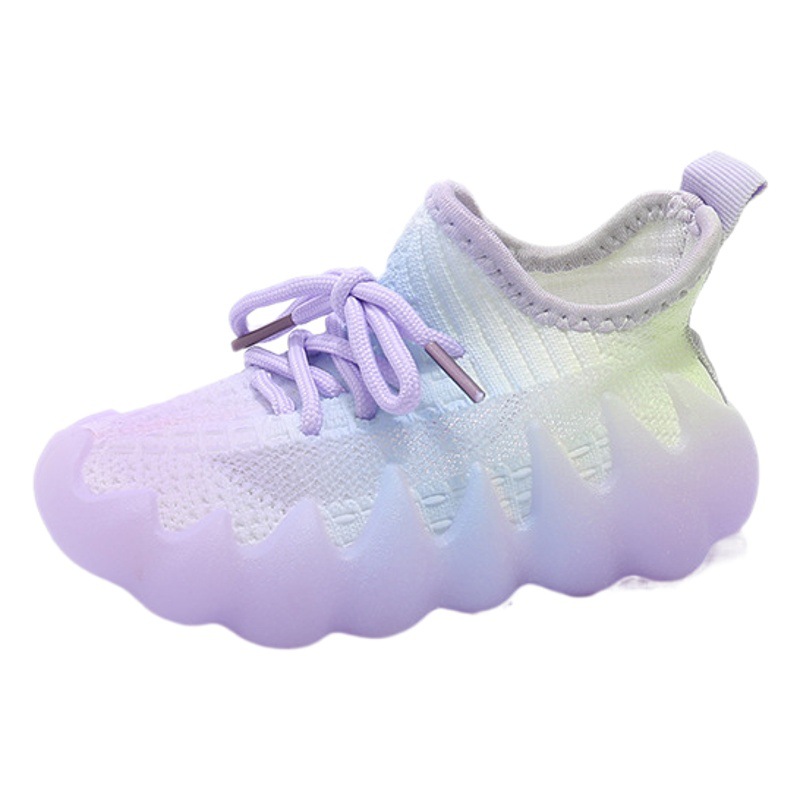 Zapatillas deportivas para niñas, modelo 2025, zapatillas de punto transpirables para niños, suela de gelatina, zapatillas de malla para estudiantes, zapatillas de pulpo para niños