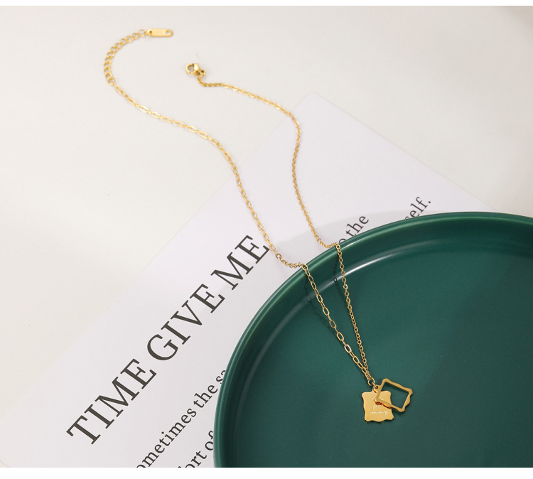 Fashion Geometric Stainless Steel Pendant Necklace Plating Stainless Steel Necklaces_colorza_1