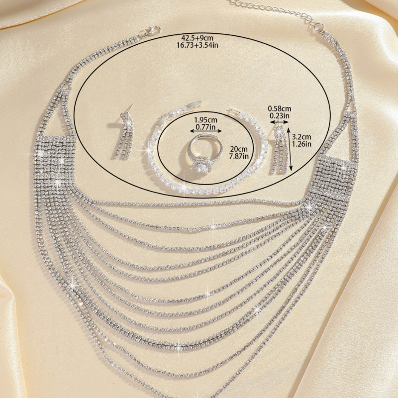 Halsketten-Set, Ohrring-Schmuck-Set, Bankett-Kleid-Set, Halskette, modisch, alles passend zum Brautschmuck_voghion.com