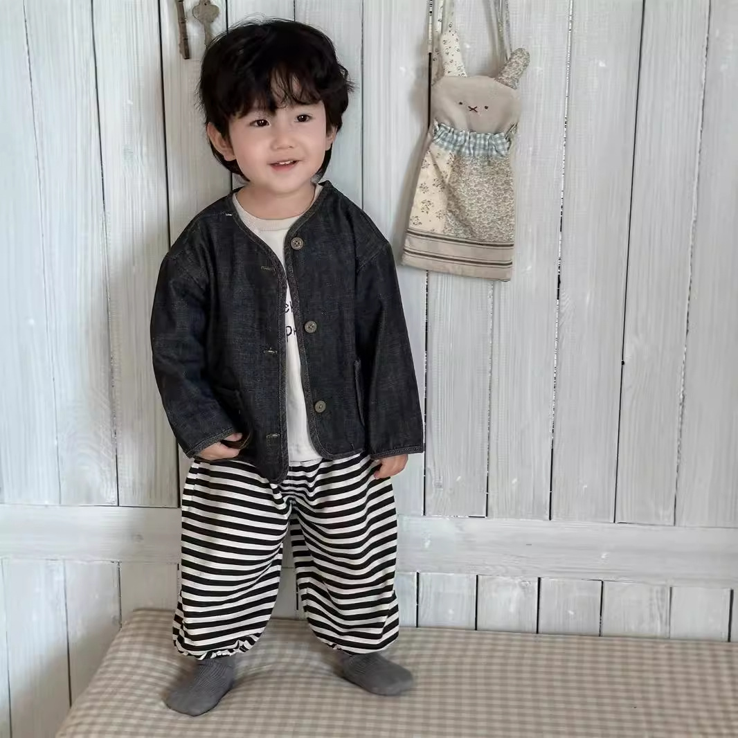男童牛仔外套秋季衣服宝宝套装2025秋款韩版童装儿童卫衣卫裤套装