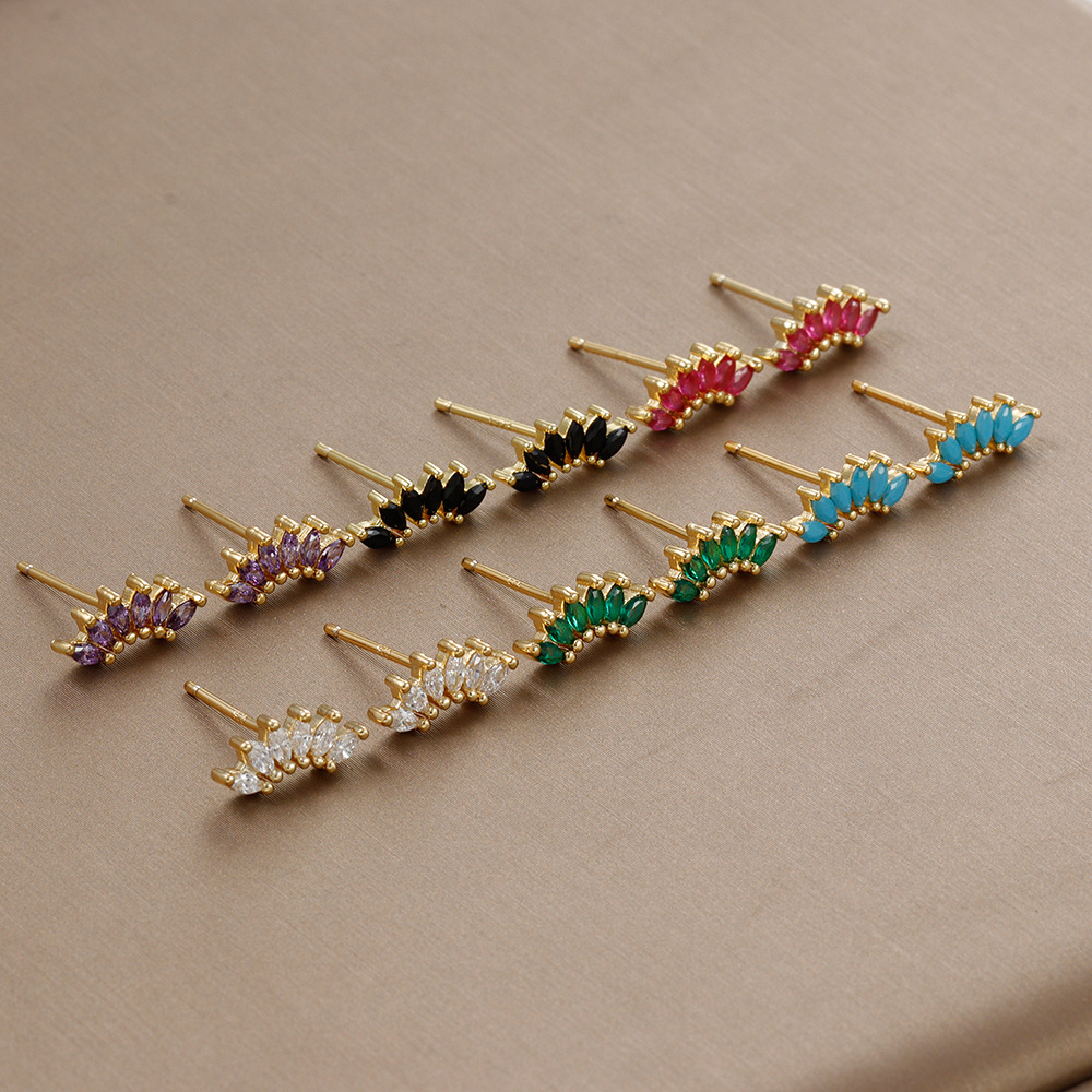 6g Weight 18K Gold Plated Plating Material Zircon Inlay Material Ear Studs Classification 1 Pair Quantity Daily, Street Occasion Copper Material Geometric Pattern Women's Gender Plating, Inlay Design IG Style, Shiny Style 1 Pair Ig Style Shiny Geometric Plating Inlay Copper Zircon 18k Gold Plated Ear Studs 1