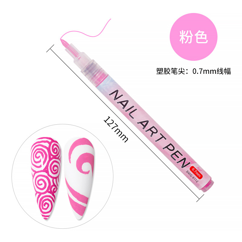 SOMEQI Bolígrafo para decoración de uñas de 12 colores para pintar y puntear, bolígrafo con punta de aguja para diario DIY, bolígrafo para delinear, bolígrafo para grafiti para decoración de uñas.