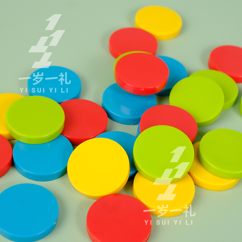 Accesorios de juguetes de plástico cubo hueco moldeado por inyección de 25mm moneda de plástico redonda impresa UV adhesivo bloque de construcción