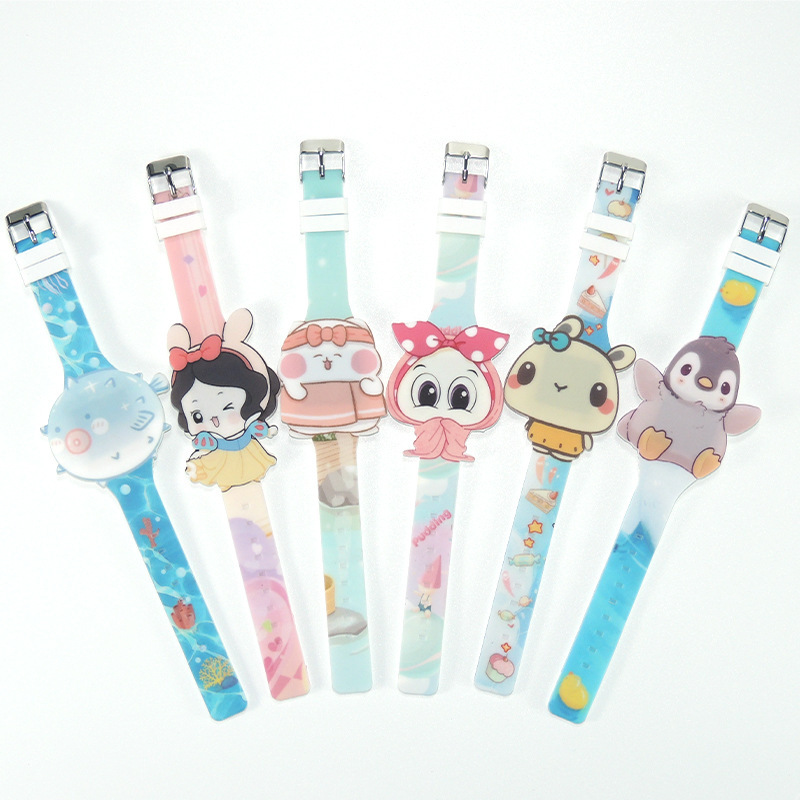 2026 Summer Children's Cartoon Silicone Led Digital Display Waterproof Electronic Watch Colorful Light Night Light Watch Timing