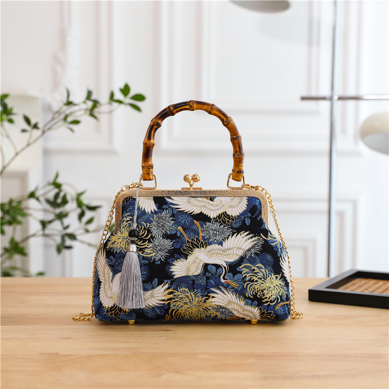 Bolso cruzado de un solo hombro estilo antiguo a juego bolso cheongsam bolso transfronterizo nuevo estilo retro estilo chino bolso portátil de oro de boca terminado