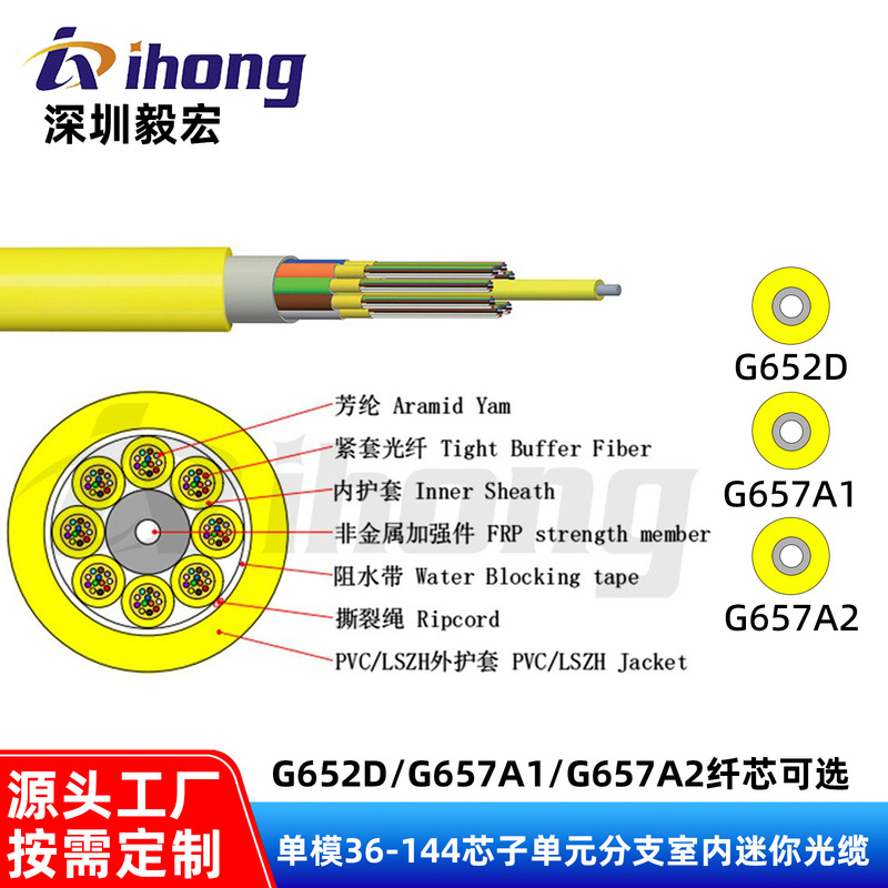Indoor Fiber Optic Cable Gjfjvh Single-Mode 36-144 Core Unit Branch-Type Indoor Mini Fiber Optic Cable with Multiple Fiber Cores Optional Indoor Fiber Optic Cable Gjfjvh Single-Mode 36-144 Core Unit Branch-Type Indoor Mini Fiber Optic Cable with Multiple Fiber Cores Optional