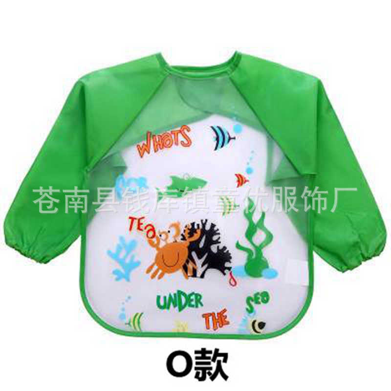 EVA para niños mono de bebé de manga larga a prueba de agua babero bebé sin lavado anti-sucio comer ropa de pintura ropa de babero de arroz