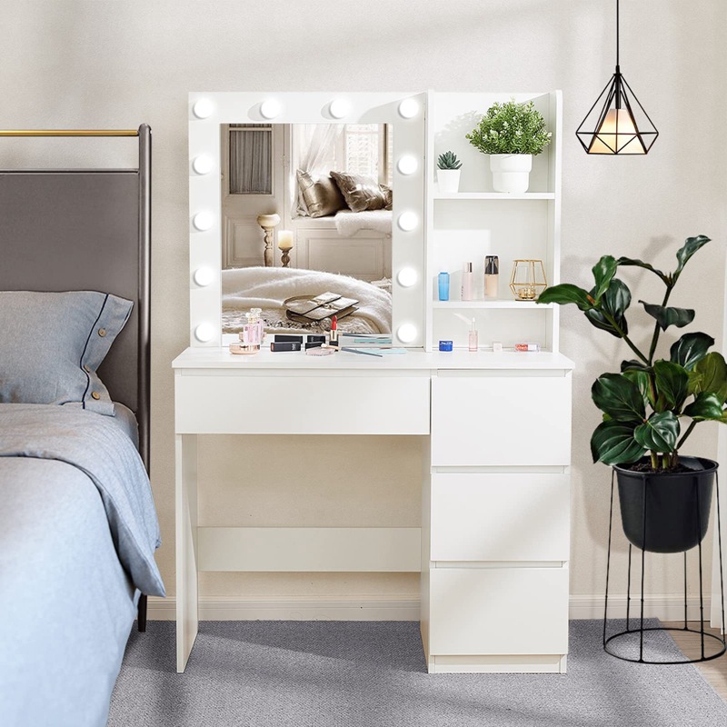 Dormitorio minimalista moderno de múltiples capas aparador pequeño con cajón con espejo de tocador gabinete de almacenamiento mesa de maquillaje