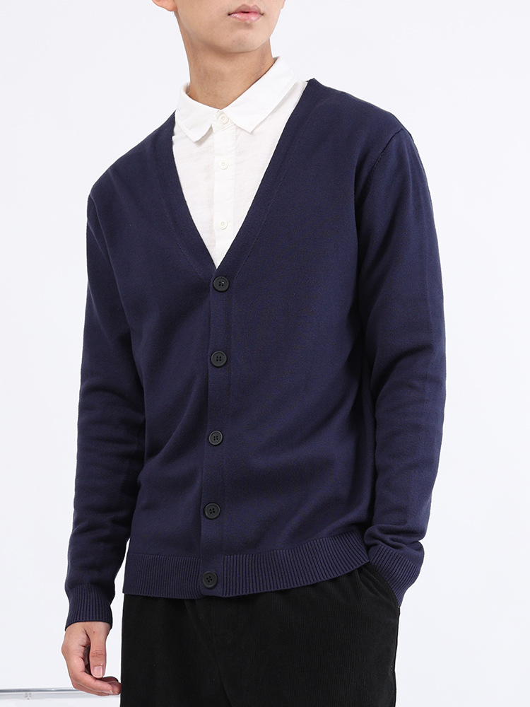 Cardigan de punto de hombre 2025 primavera y otoño estilo de alta calidad con suéter de fondo de color sólido chaqueta de punto para hombre