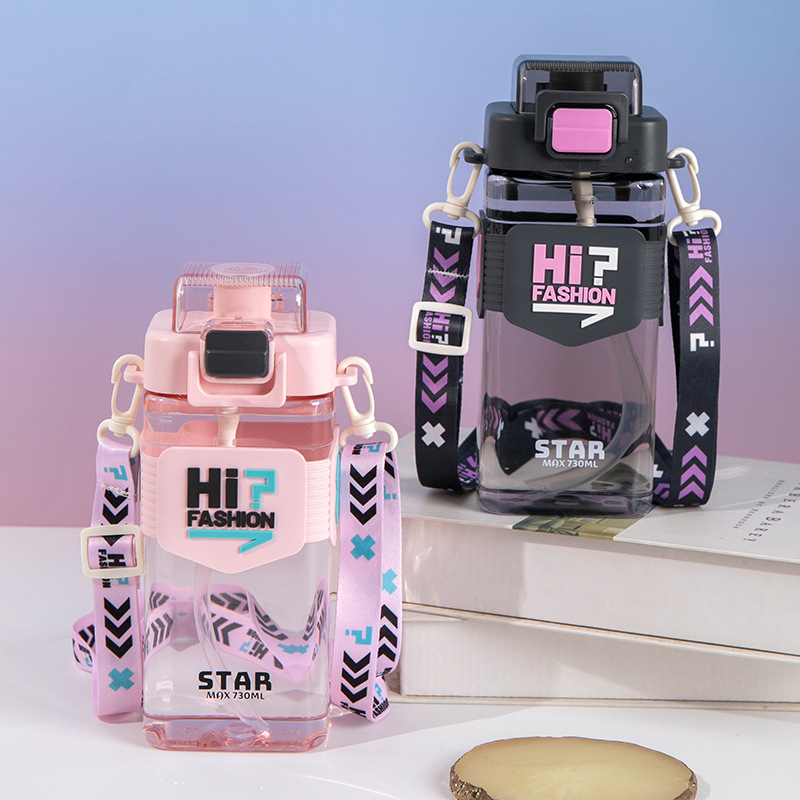 Taza de agua portátil para estudiantes de verano de gran capacidad de alta calidad deportiva al aire libre taza cuadrada taza de paja