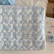 40支绗棉韩系INS风蓝格子碎花布料秋冬童装箱包棉服马甲棉DIY面料