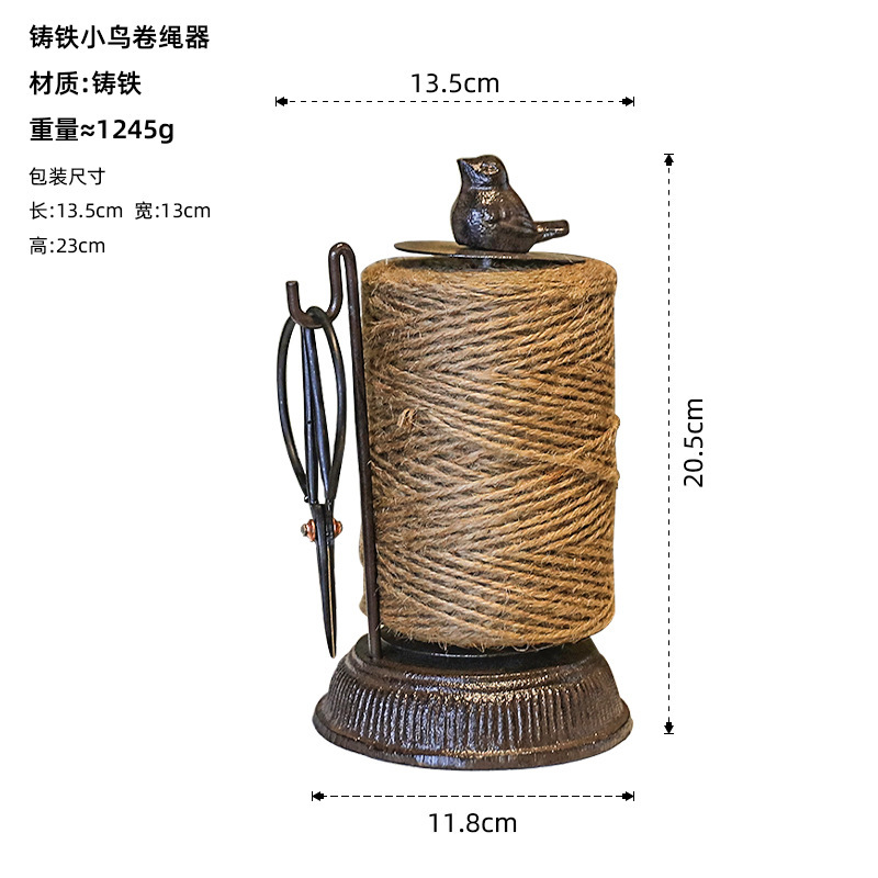 ヨーロッパ式のレトロな鋳鉄の巻き軸の小鳥の動物の装飾品の喫茶店の服飾店は麻縄を含んで収納します。|undefined