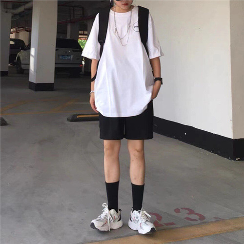 Black five-inch casual sports shorts for female students, new style in summer, loose high waist Korean version, slimming and versatile wide-leg pants 