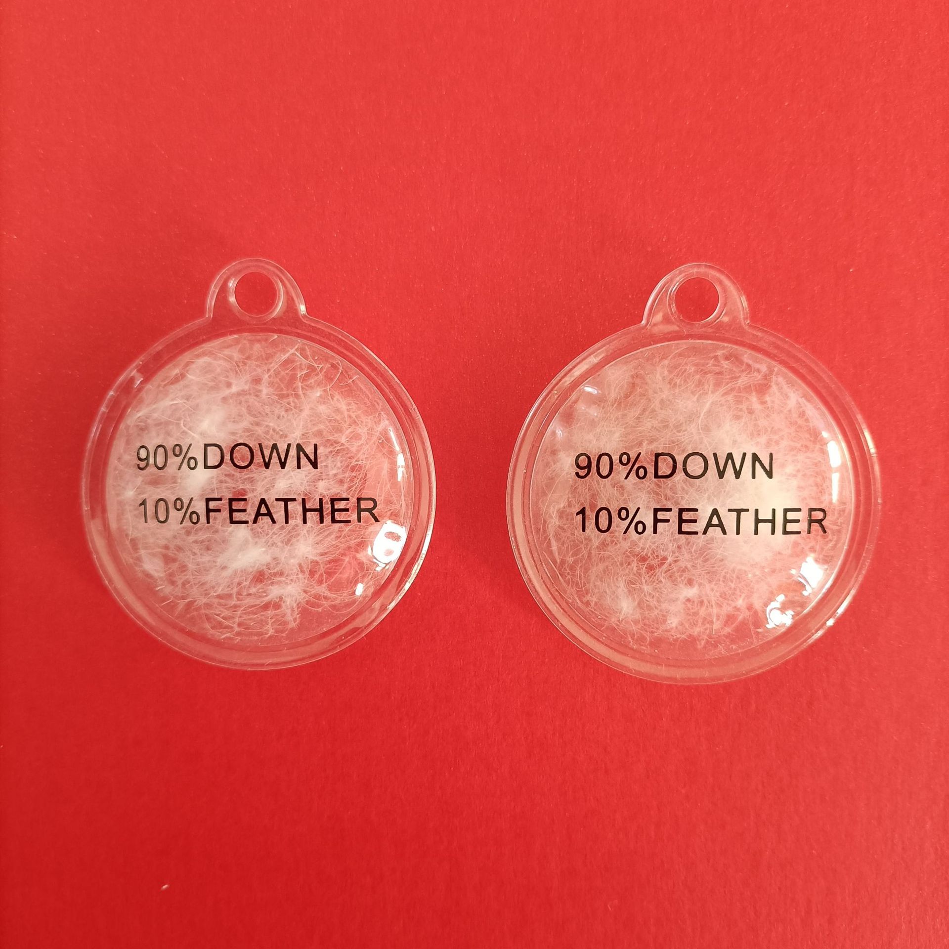 Transparent pendant with down PVC