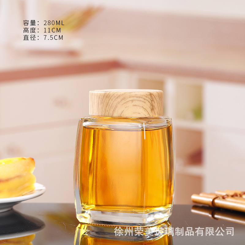 四方玻璃瓶玻璃密封罐蜂蜜瓶果酱瓶储存罐玻璃罐子透明玻璃瓶子|undefined
