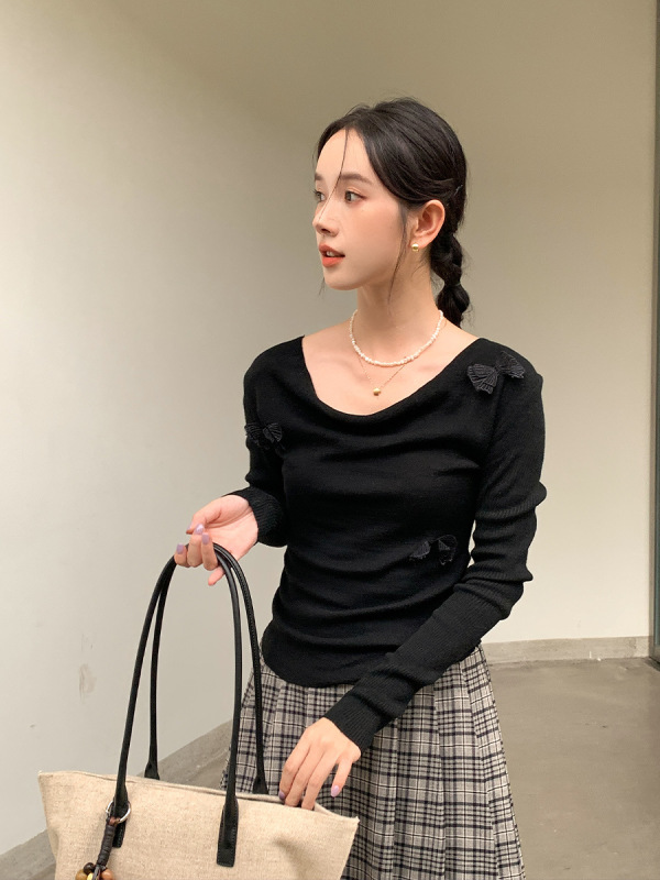 衣尔衫 蝴蝶 超显气质立体图案垂感针织衫女秋季精致修身显瘦0603|undefined