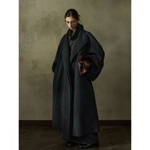 [共线]COLNE冬季新款设计感双翻领绵羊毛肌理感双面呢大衣女C5473