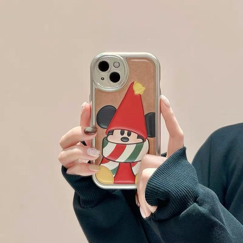 Patrón de piel tridimensional lindo Navidad ins coreano para iPhone16pro Apple 15/14 caja del teléfono móvil pareja 13p