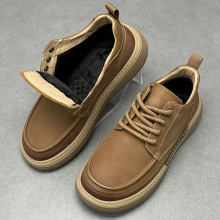 跨境秋冬季男鞋加绒保暖厚底休闲皮鞋男士软底轻便工装鞋子男真皮