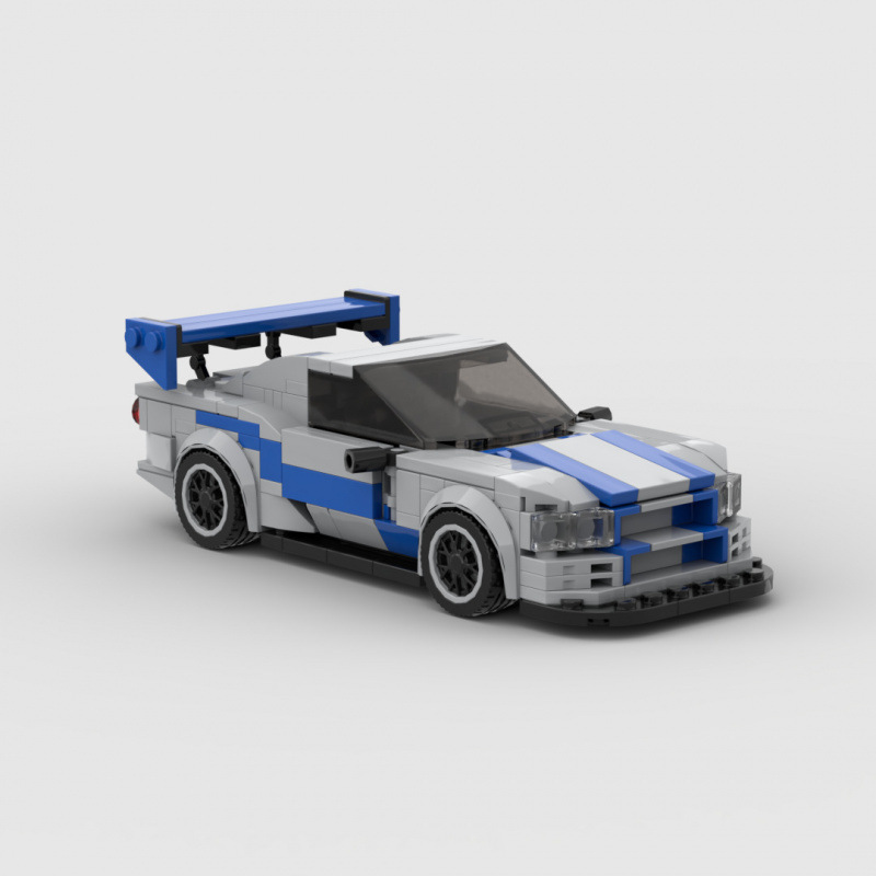 sports car Racing GTR R34moc Compatible Lego Small Particle Educational Assembled Children's Building Blocks Toys Cross Border